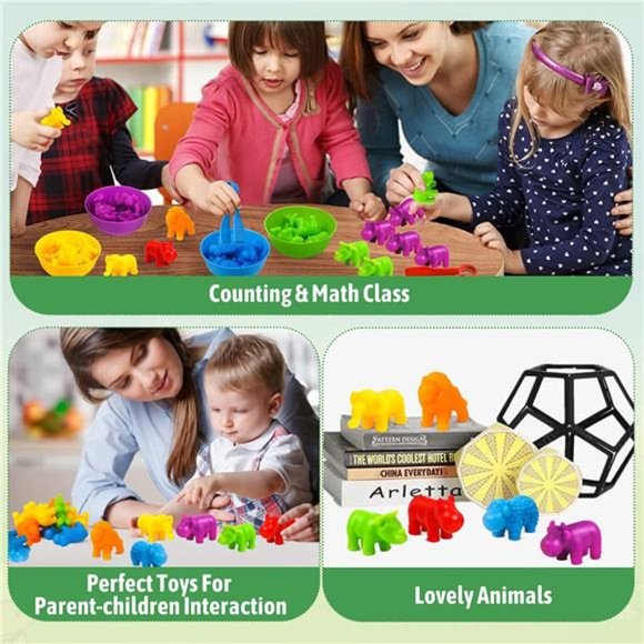 Animals Matching Games Color Sorting Stacking Toys with Bowls for  Aged 3+ Year - Picture 12 of 14